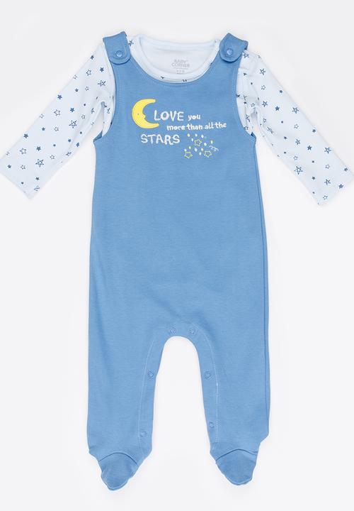 Baby Corner - Boys 2 Piece Salopette Star Set Mid Blue