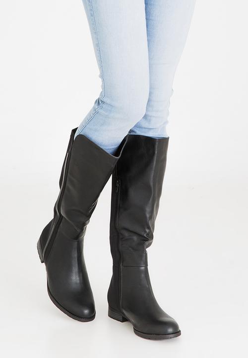 Sarah J - Two-Tone Knee Length Boots Black
