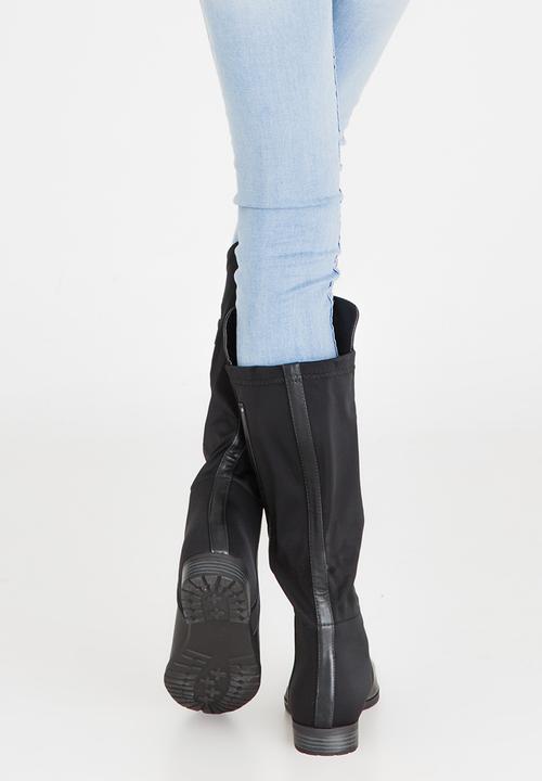 Sarah J - Two-Tone Knee Length Boots Black