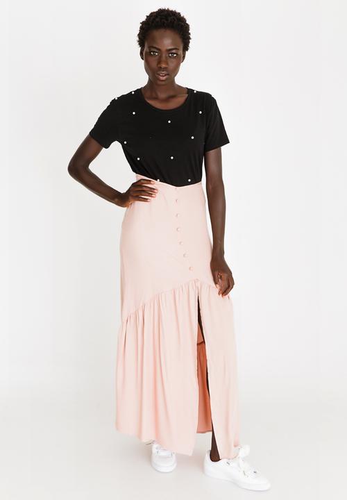 STYLE REPUBLIC - Frill Maxi Skirt Pale Pink