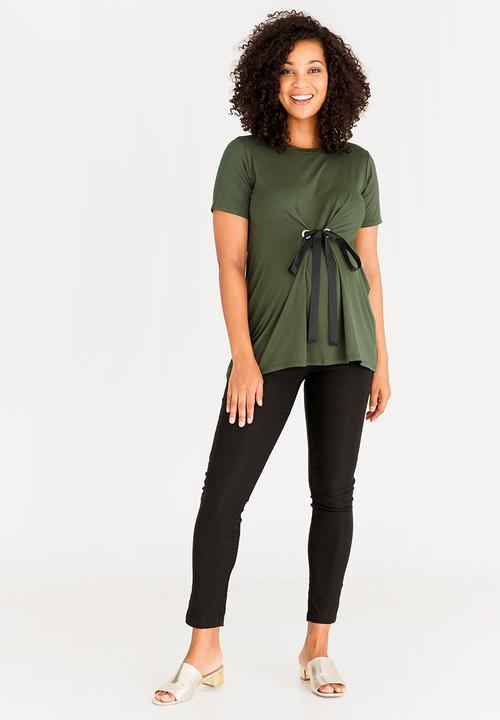 edit Maternity - Eyelet Detail Top Khaki Green