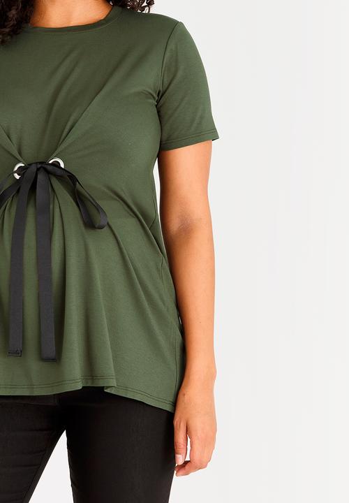 edit Maternity - Eyelet Detail Top Khaki Green