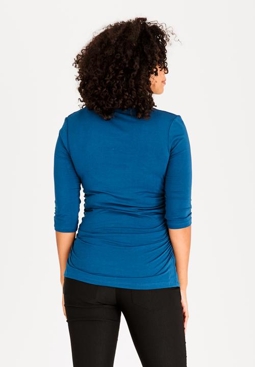 edit Maternity - Side Ruched Tee with 3/4 Sleeve Turquoise