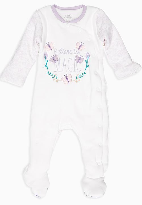 Baby Corner - Girls  Sleepsuit White