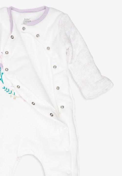 Baby Corner - Girls  Sleepsuit White