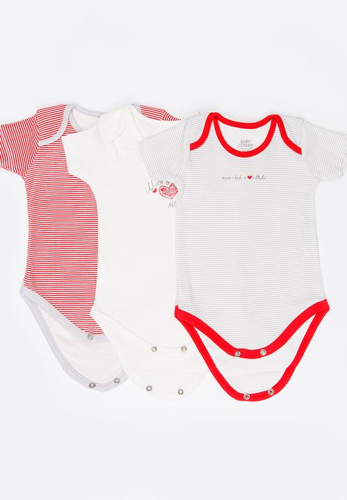 Baby Corner - Girls Mum and Dad 5 Pack Short Sleeve Bodysuit White