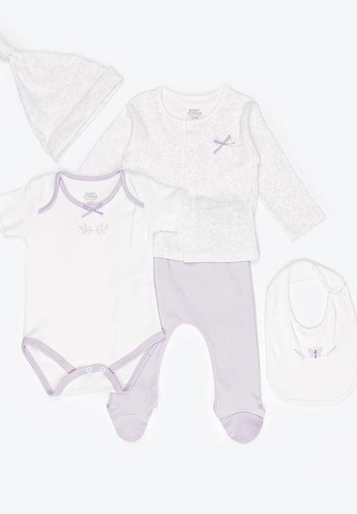 Baby Corner - Girls 5 Piece Cardigan Set White