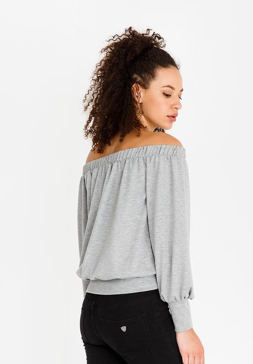 c(inch) - Bardot Volume Sleeve Top Grey