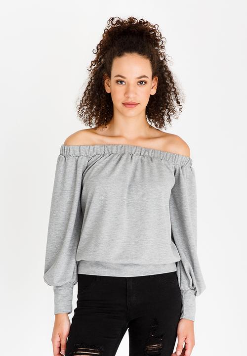 c(inch) - Bardot Volume Sleeve Top Grey