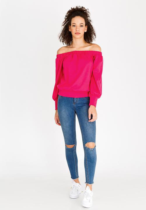 c(inch) - Bardot Volume Sleeve Top Magenta