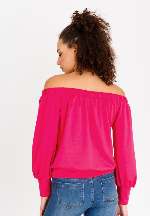 c(inch) - Bardot Volume Sleeve Top Magenta