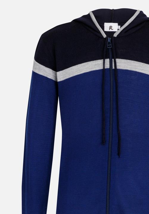 Rebel Republic - Zip Through Long Sleeve Hoodie Cardigan Navy