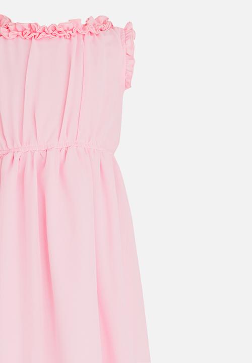 See-Saw - Mesh Dress with Ruffles Pale Pink
