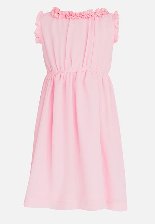 See-Saw - Mesh Dress with Ruffles Pale Pink