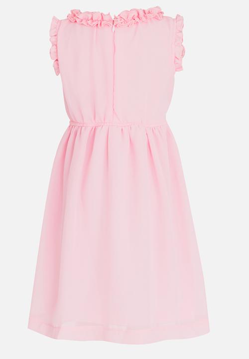 See-Saw - Mesh Dress with Ruffles Pale Pink