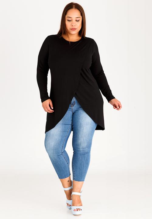 edit Plus - Mock Wrap Top Black