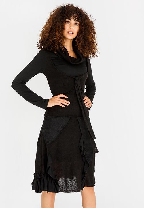 Revenge - Cowl-neck Dress Black