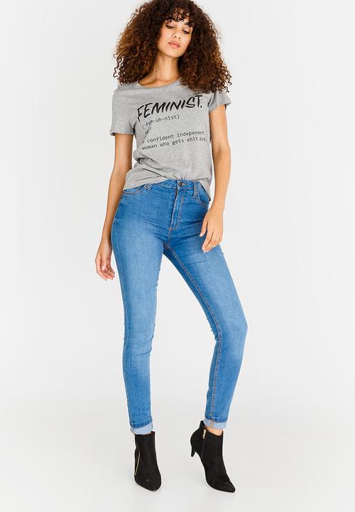 Vero Moda - Slogan Tee Pale Grey