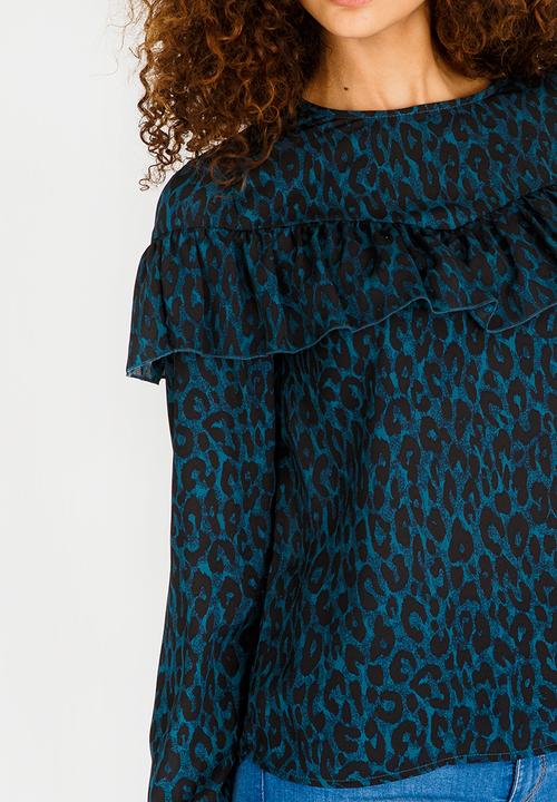 ONLY - Sui Ruffle Detail Top Green