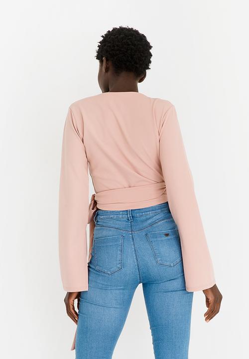 STYLE REPUBLIC - Split Sleeve Wrap Top Rose