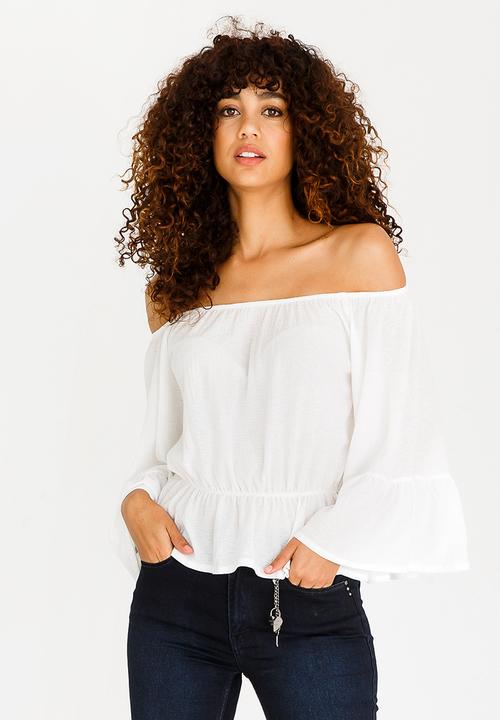 SISSY BOY - Wide Sleeve Bardot Blouse Off White