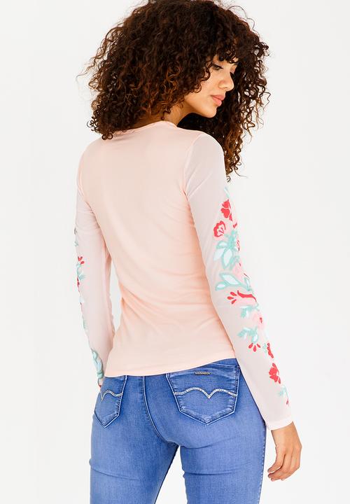 SISSY BOY - Roskea Mesh Sleeve Top Pale Pink