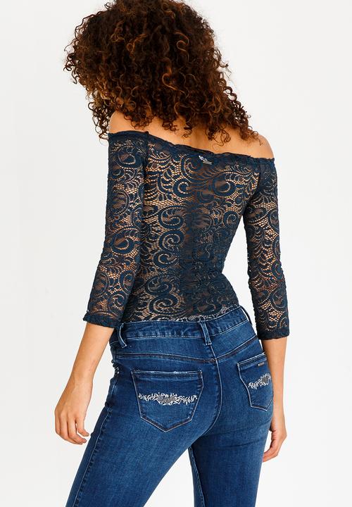 SISSY BOY - Lace Bodysuit Navy