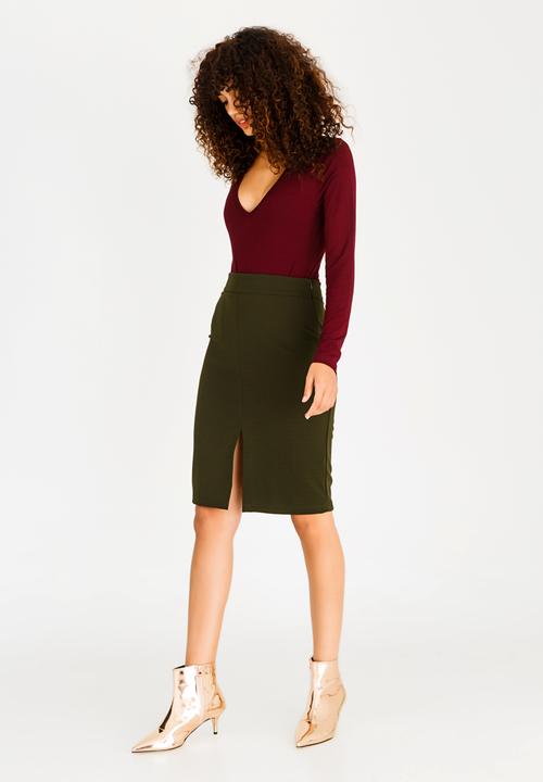 STYLE REPUBLIC - Basic Bodycon Skirt Dark Green