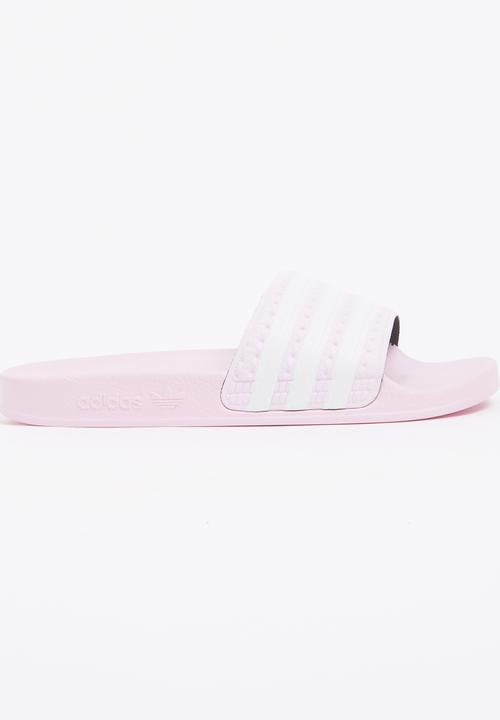 baby pink adidas sliders