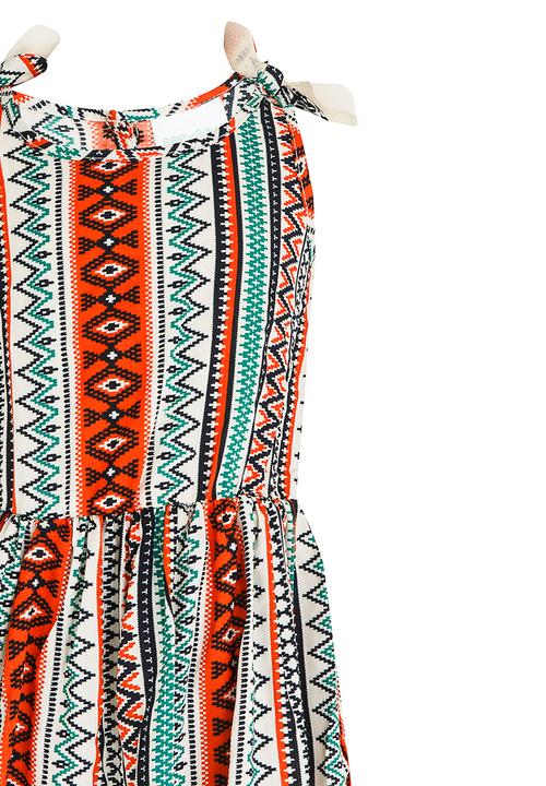 See-Saw - Mid Waist Dress with Mesh Shoulder Bow Multi-colour