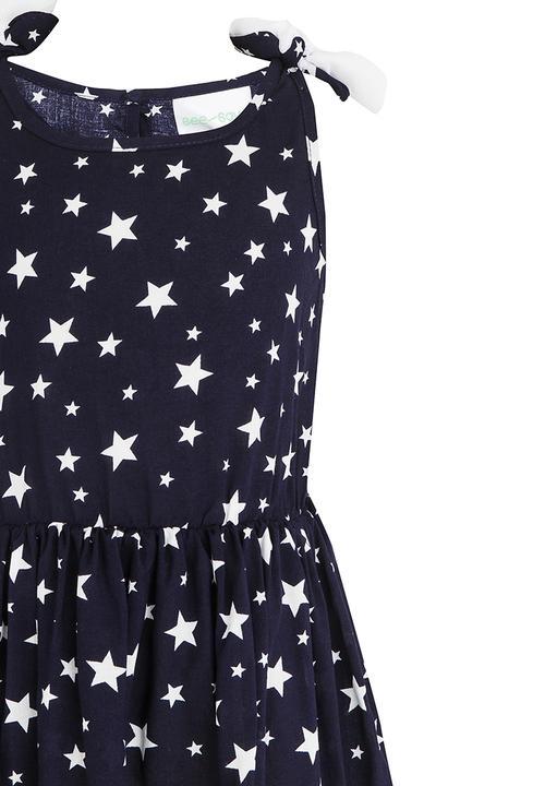 See-Saw - Mid Waist Dress with Mesh Shoulder Bow Navy