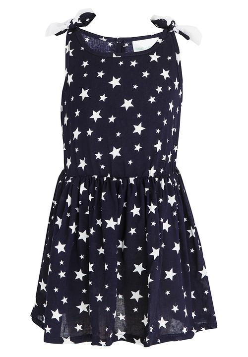 See-Saw - Mid Waist Dress with Mesh Shoulder Bow Navy