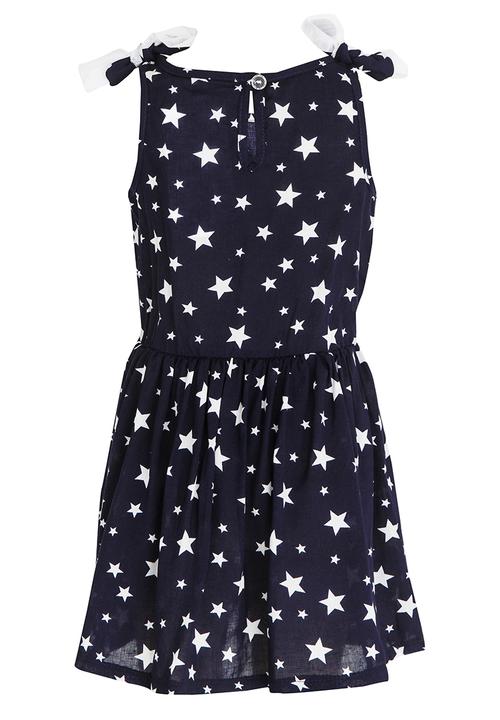 See-Saw - Mid Waist Dress with Mesh Shoulder Bow Navy
