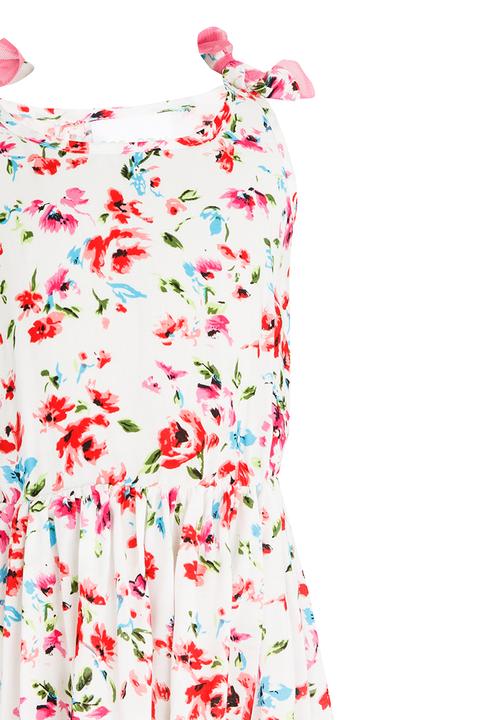 See-Saw - Mid Waist Dress with Mesh Shoulder Bow Multi-colour