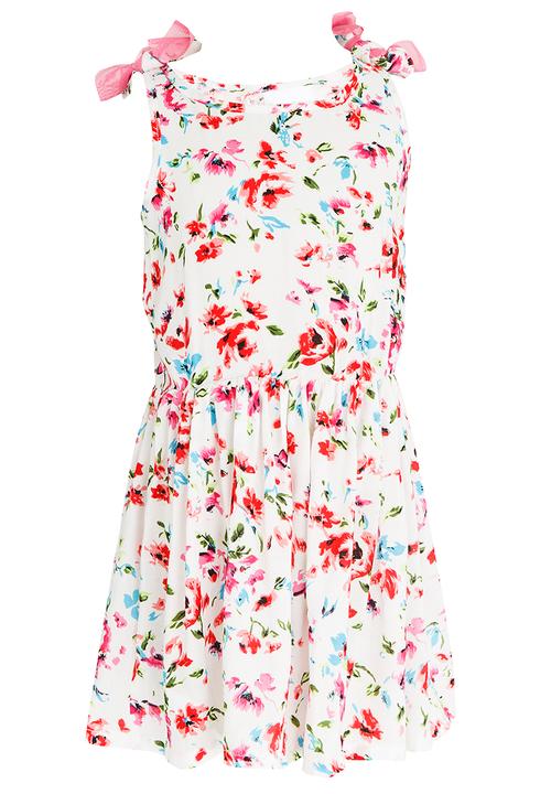 See-Saw - Mid Waist Dress with Mesh Shoulder Bow Multi-colour