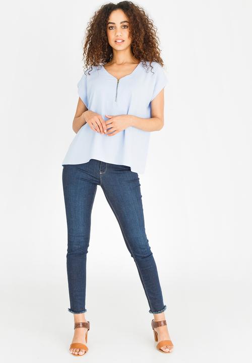 edit - Zip Blouse Pale Blue