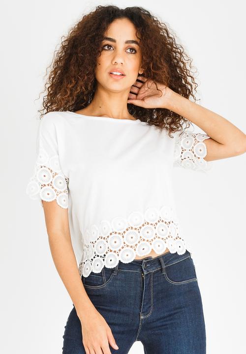 edit - Top with Crochet Trim Off White