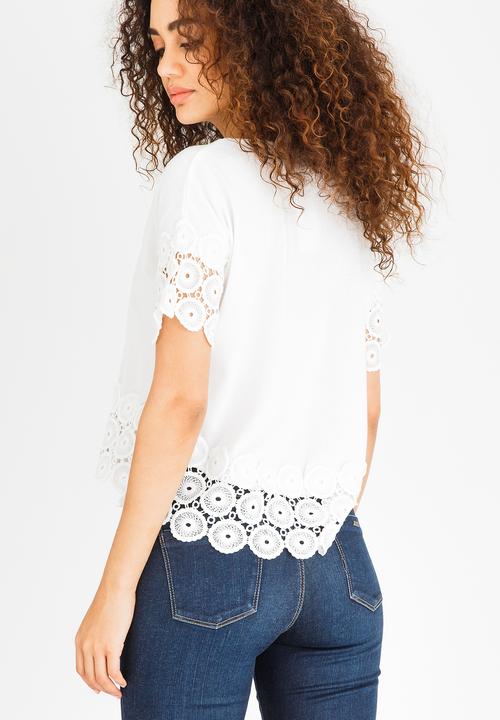 edit - Top with Crochet Trim Off White