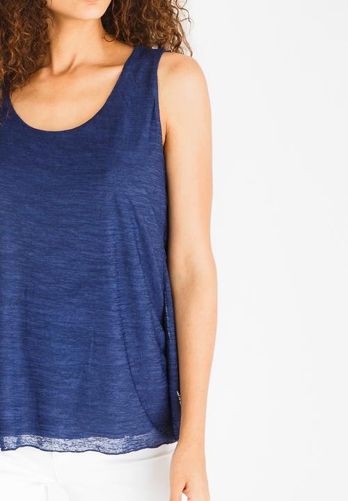 cath.nic - Bow Detail Lace Top Navy