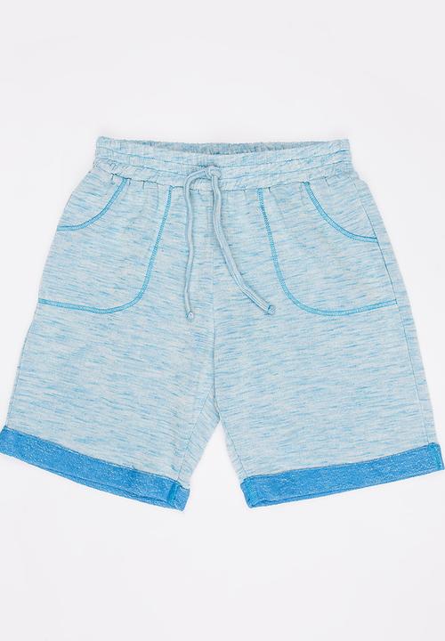 Rebel Republic - Knit Pull On Shorts Pale Blue