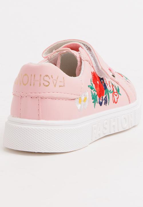 Pop Candy - Girls Rose Printed Sneaker Pale Pink