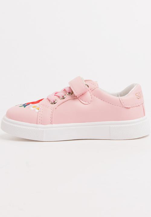 Pop Candy - Girls Rose Printed Sneaker Pale Pink