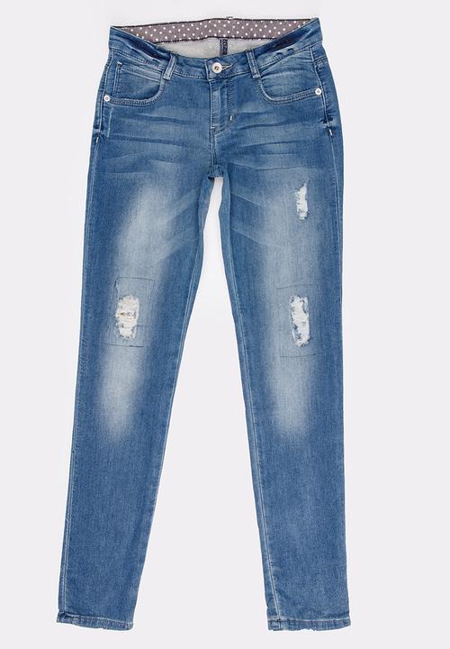 GUESS - Sequin ripped skinny jeans - blue 