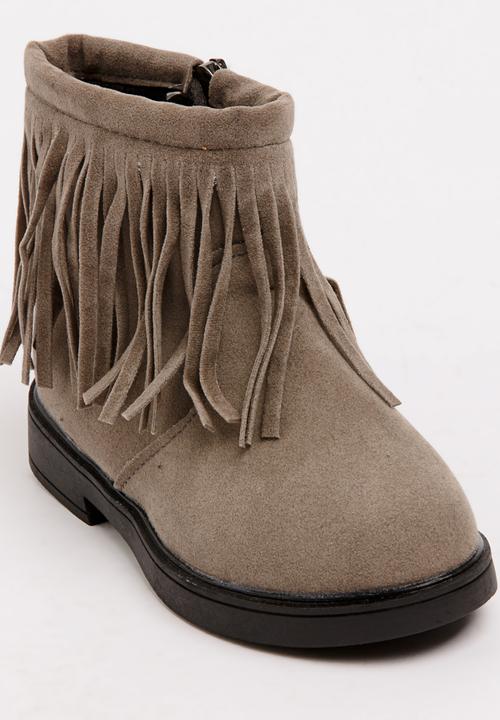 Pop Candy - Girls  Fringe Boot Grey