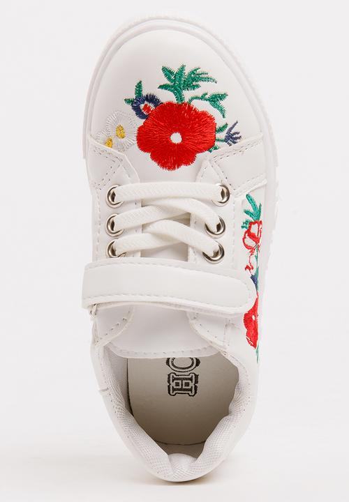 Pop Candy - Girls Rose Printed Sneaker White