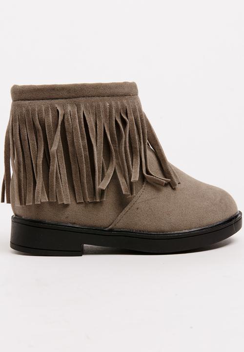 Pop Candy - Girls  Fringe Boot Grey