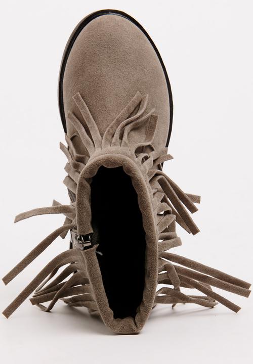 Pop Candy - Girls  Fringe Boot Grey