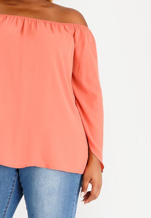 STYLE REPUBLIC PLUS - Bardot Volume Sleeve Blouse Rust