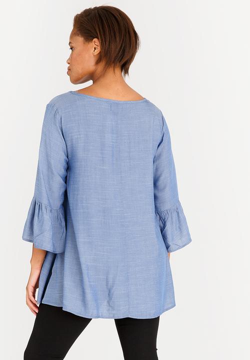 edit Maternity - Tunic with Frill Sleeve Blue