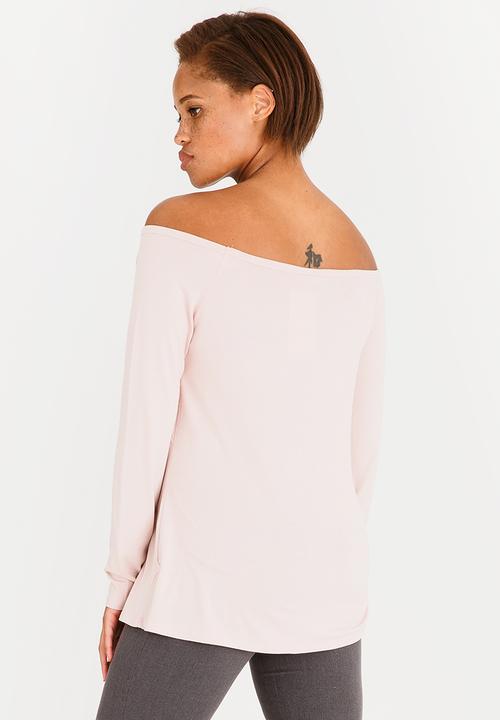 edit Maternity - Bardot Neckline Knit Top Pale Pink